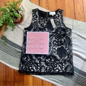 NWT Sabine Black Lace Sleeveless Top